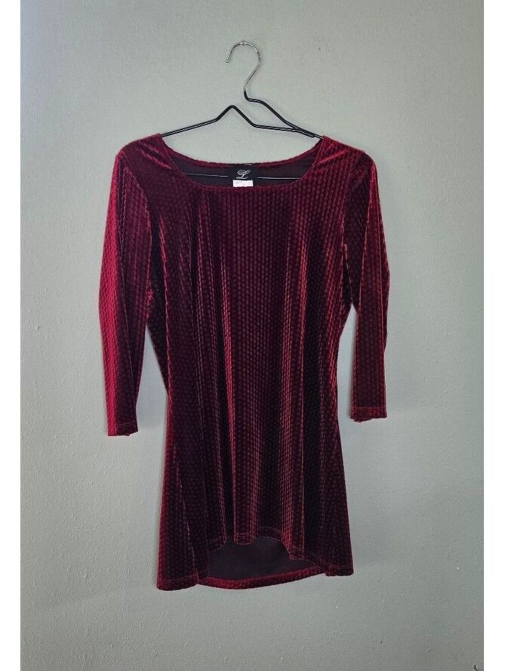 Vintage Libra Burgundy Burnout Velvet Mini Dress Small Made in Canada